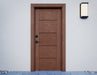 Modern interior door with Weiser Milan round lever handle installed