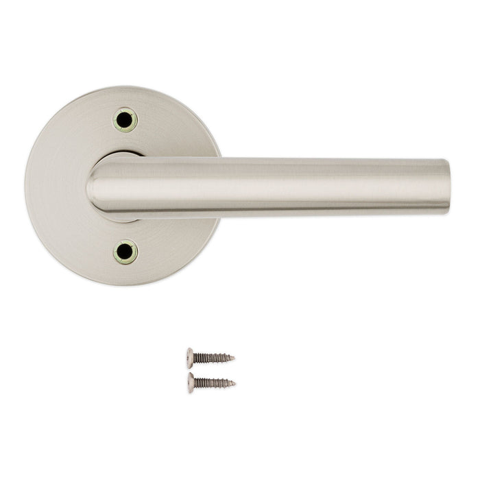 Weiser Milan round dummy door lever satin nickel with mounting hardware