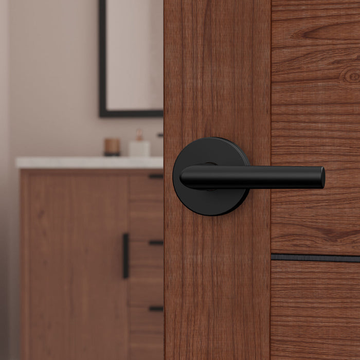 Weiser Milan Privacy Door Lever Round Matte Black Bedroom Bathroom Door Handle
