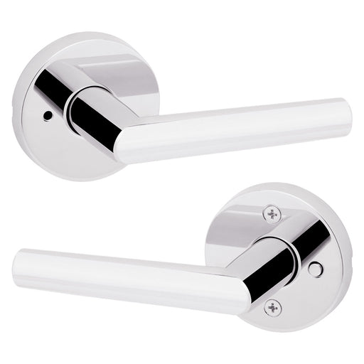 Angle view of Weiser Milan Round Privacy Door Lever Satin Nickel