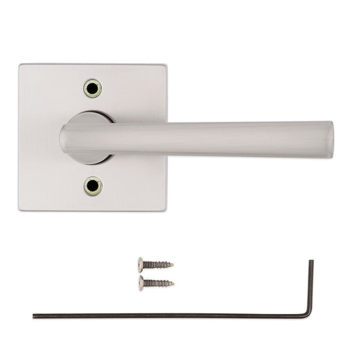 Weiser Montreal dummy lever components including mounting screws and hex key for installation.