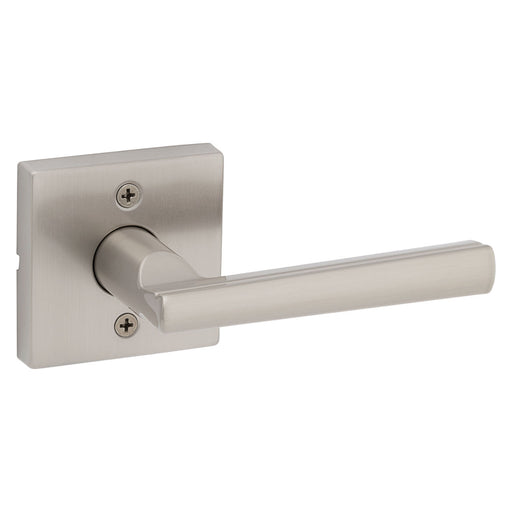 Weiser Montreal passage door lever in Satin Nickel with modern square rosette.