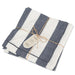 Set of four blue and ivory wide stripe cotton napkins tied together