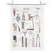 Wine openers illustrated cotton kitchen towel featuring corkscrew and wine tool designs